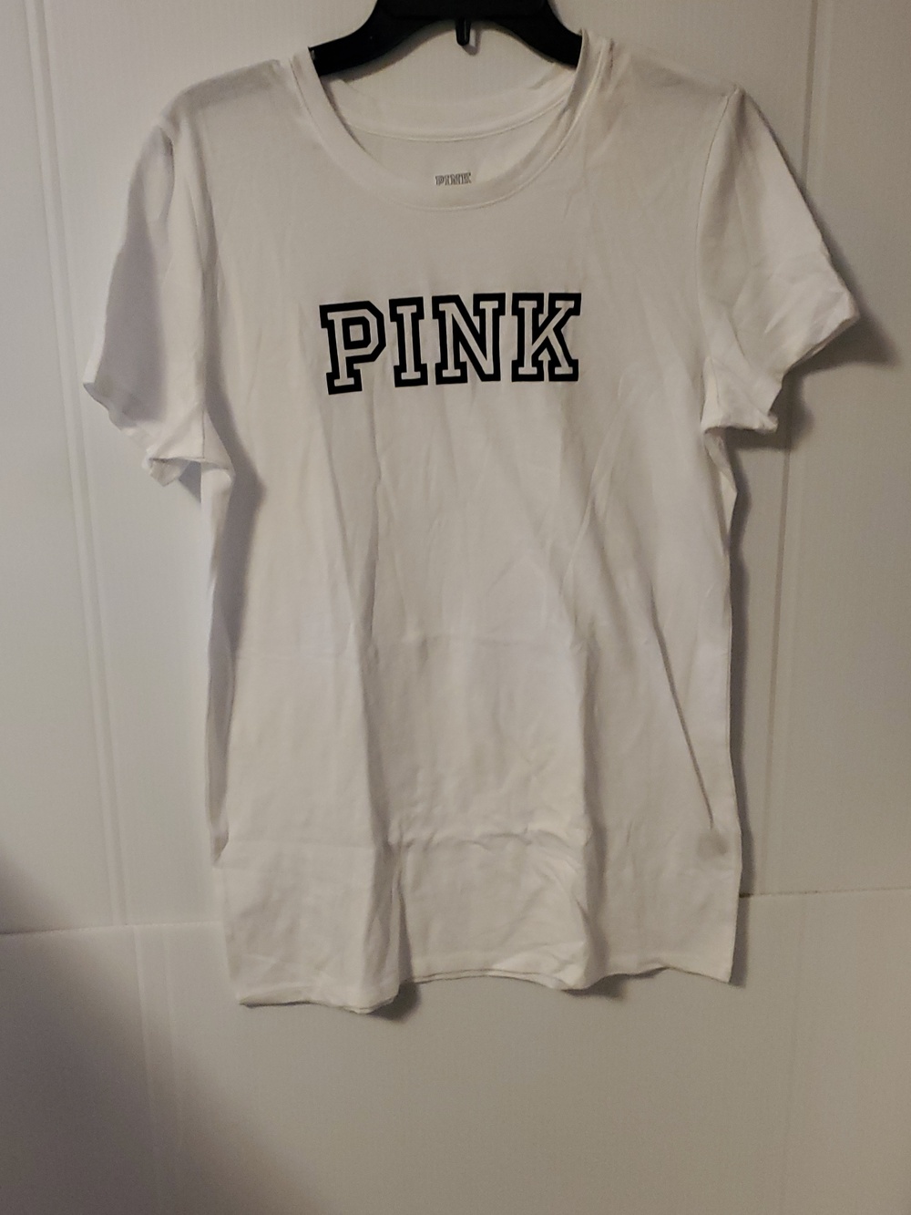 NWT PINK Victoria's Secret White Short Sleeve Tee Size L